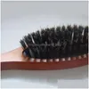 Brosses à cheveux Brosse à cheveux en poils de sanglier naturel Mas peigne antistatique cuir chevelu brosse à palette en bois de hêtre outil de coiffage pour goutte livrer Dheb5