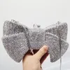 Evening Bags KHNMEET Luxury Novelty Bow Clutch Crystal Silver Bowknot Women Handbags Wedding Party Purse SM95 231017