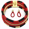 Ohrringe Halskette ANIID Mehrschichtiger gewebter Schmuck Halsband Dubai Nigerian Braut Hochzeit Afrikanische Perlen Schmuckset Geschenk233p