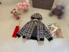 luxury designer Kids zipper Coats fashion Child Hooded Jacket Size 100-160 CM Pixel small grid pattern Baby overcoat for boys Aug30