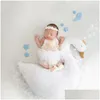 تذكارات التذكارات 1Set الدانتيل المولود Pography Props Cloths Princess Baby Girl Dresspearl Threadshoes Outfit Po Shooting Exploys 2 dhlhh