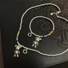 925 selo colar pulseira jóias tendência simples corda de contas design urso zircão pingente festa jóias gc1135220a