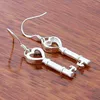 Boucles d'oreilles pendantes style clé en argent sterling 925, trois anneaux, bijoux glamour pour femmes, cadeaux de mariage