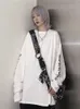Suéteres para mujer Qweek Gothic Harajuku Camisetas de gran tamaño Mujeres Carta coreana Imprimir Tees Negro Manga larga Tops Primavera Kpop Alt Ropa 231017