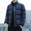 Parka en duvet pour hommes, coupe-vent chaud, veste en coton, solide, col montant, manteau court décontracté, vêtements pour hommes, 231018