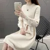 Lässige Kleider Damen Winterkleidung Große Größe Lose Woolen Solide Strickpullover Weibliche Umstandskleid Herbst Koreanischer Stil