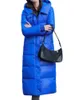 Women Down Parkas Long Hooded Woman Fashion Grube Bawełniane zimowe płaszcze swobodne eleganckie błyszczące solidne kurtki żeńskie ciepło warta 231017