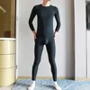 Men's Thermal Underwear Men Autumn Winter Slim Fit Elastic Ice Silk Long Johns Top Bottom Set Solid Color Bottoming