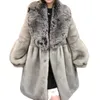 Mulheres pele sintética dupla face lã couro gola grande manga comprida casaco feminino inverno engrossar lanterna térmica casual comprimento médio 231018