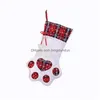 Party Favor Xmas Hanging Decorations In Christmas Pet Santa Sack Polyester Cat Buffalo Plaid Stocking Personalize For Pets Drop Deli Dhevi