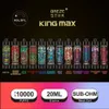 Ny stil 10000 puffs elektronisk cigarett Breze Stiik King Max 10000 engångsvapspenna laddningsbara luftflödesjusterbar 20 ml 10 färganordning vs Breeze Vapes