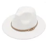 ベレー帽Fedora Hat Women Spring Summer Small Belt Felt Cap Parthy Performance Top Men Dress Hats Sunhat Sombreros de Mujer