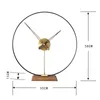 Diameter 50CM living room Nordic modern simple Spanish noiseless brass clock Black walnut solid wood decorative clock