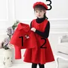 Girl's Dresses Girl Autumn Winter Dress Set Ethnic Style Little three Piece Woolen Performance korean Children's Clothing 231018