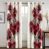 Curtain Red Rose Flower Diamond Gold 3D Design Luxury Två tunna fönstergardiner för vardagsrum sovrum heminredning 2 bitar