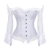 Top corsetto da sposa per donna con maniche stile vittoriano retrò burlesque corsetto in pizzo e bustier gilet da sposa moda bianco2147