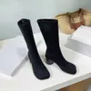 autumn winter socks heeled heel boots fashion sexy Knitted elastic boot designer Alphabetic women shoes lady Letter Thick high heels Large size 35-42 us5-us11 have box