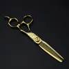 Sax Shears Gold Steel Damascus 440C Professionella barberverktyg Frisörande salonghår som skär tunnare saxar uppsättning av 6,0 tum hår sax 231018