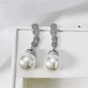 Kolczyki Dangle Projekt łańcucha mody imitacja Pearl Drope Earring na imprezę luksusowy CZ Biżuteria w rocznicę ślubu