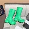 Kadın Tasarımcı Boot Yağmur Kauçuk Kış Botları Rainboots Platform Ayak Bileği Slip-On Yarım Pembe Yeşil Fokalist Dış Mekan Lüks Potez Boyut 35-43