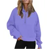 Kvinnors hoodies Half Zip Hooded Jacket Women Tracksuit Varm långärmad Crop Top Sweatshirts Winter Sports Coat roligt roligt