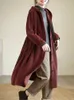 Giacche da donna Cappotto in velluto a coste retrò più spesso lungo da donna Autunno Inverno con cappuccio con bottoni impiombato Cappotto allentato casual