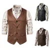 Mens Vests Euroamerican Vneck Suede Single Breasted Coat Vest Gilet Men Suits For Wedding Denim Full Suit Steampunk 231018