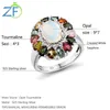 Anéis de cluster Gz Zongfa 925 Sterling Silver Natural Opala Casamento para Mulheres 3.5 S Colorido Turmalina Gemstone Personalizado Fine Jewelry