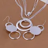 Hoogwaardig 925 sterling zilver Dual zand O stuk sieraden set DFMSS017 gloednieuwe fabriek direct 925 zilveren ketting oorbel257U