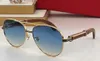 Óculos de sol piloto de madeira dourado azul gradiente masculino designer óculos de sol tons UV400 óculos unissex