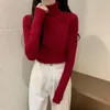 Maglioni da donna Elegante dolcevita solido lavorato a maglia maglione pullover sottile rosso con fondo superiore abiti femminili 16 colori