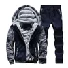 Men's Tracksuits Men Sports Suit Fitness Winter Coat Pants Hooded Camouflage Print Windproof Warm With Plush Pockets