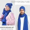 Chapeau sans bords chaud d'hiver pour hommes, écharpe longue, cou, écran tactile, ensemble de gants en tricot côtelé, chapeau écharpe, gant adapté aux femmes et aux hommes