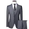 Ternos masculinos blazers de alta qualidade blazer colete calças homens simples negócios elegante moda entrevista trabalho cavalheiro terno fino 3 peça 231018