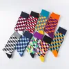 5 par/parti kammade bomullsmän strumpor Happy Compression Socks Colorful Diamond Funny Dress Socks Men Big Size 39-46 T190826