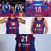 Camisa de basquete estampada Barca Lassa Baloncesto Liga A 9 Ricky Rubio 11 Juan Carlos Navarro 33 Marc Gasol 16 Pau Gasol 19 Leandro Barbosa Azul Amarelo Euroleague Team