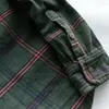 Camisas casuais masculinas camisa de algodão workwear xadrez lavada angustiada lapela versátil manga longa vintage tops moda
