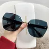 Sunglasses Fashion Women Outdoor Frameless Cut Edge Sun Glasses Dual Color Gradient Goggle Beach Windproof Driving Eyewears