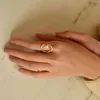 Vintage feminino coreano ouro pérola charme dedo irregular anel aberto ajustável elegante aniversário de casamento gift323g