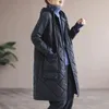 Femmes vers le bas Parkas hiver surdimensionné 4xl à capuche simple boutonnage grande poche mi-longue femmes manteaux Vintage léger vêtements d'extérieur chauds vestes amples 231018