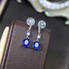 Dangle Earrings Fine Jewelry Collection Real 18K White Gold AU750 Natural Blue Sapphire Gemstone Myanmer Origin Drop For Women
