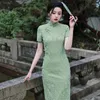 Abbigliamento etnico elegante pizzo Qipao donna stile vintage Cheongsam tradizionale manica corta giovane ragazza abito cinese moderno 2023