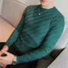 Ropa de marca para hombre, suéter tejido de alta calidad para otoño e invierno, jersey ajustado a cuadros, suéter ajustado con 2022