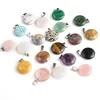 Pendanthalsband 10st Natural Stone Round Mix Color Agates Charms för kvinnor som gör DIY Jewerly Halsband Tillbehör 23x23mm