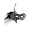 Partyzubehör, handgefertigt, Vintage-Pailletten-Pailletten-Augenmaske, venezianische Maskerade, Blumenfedern, Gothic-Halbgesichtsmaske