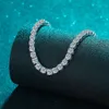 Luksusowa drobna biżuteria w stylu hip hopowym łańcuch tenisowy 925 srebrny srebrny 3 mm 4 mm moissanite Diamentowy naszyjnik dla mężczyzn i kobiet