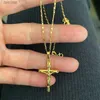 Pendant Necklaces Brand New Authentic 24k Gold Necklace Gold Plated Cross Necklace Women Men Couple Jewelry GiftsL231017