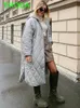 Women's Down Parkas T Moda 2023 Kvinnor Lossa varm midlängd Huven Bomullsjacka quiltad kappa damer Parka Parka Casual Female Chic Thick Outwear 231017