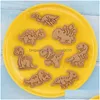 Baking Moulds Mods 8Pcsset Cookie Cutters Animal Dinosaur Type Stamp Embosser For Biscuit Pastry Bakeware Molds Kitchen Accessories Dhgbg