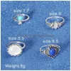 Cluster Rings Cluster Rings Fashion Luxury Women Engagement Smycken Blue Stone For Bohemian Knuckle Ring Set Anillos Female Jewelry Ri Dhugk